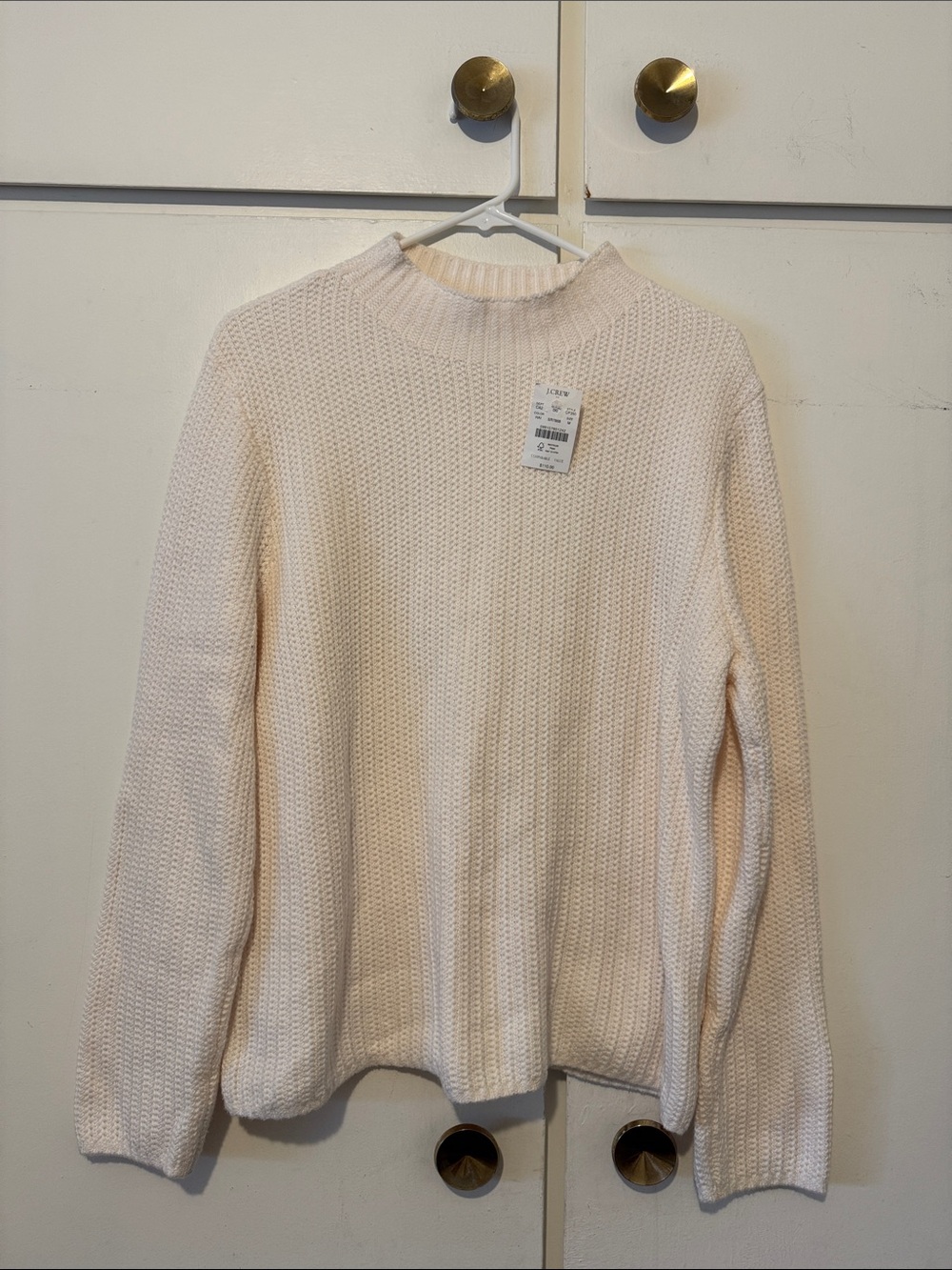 J. Crew Cream Ribbed Mock Neck Sweater